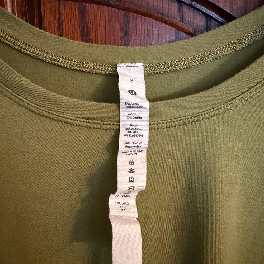 Lululemon Olive Green Shirt
